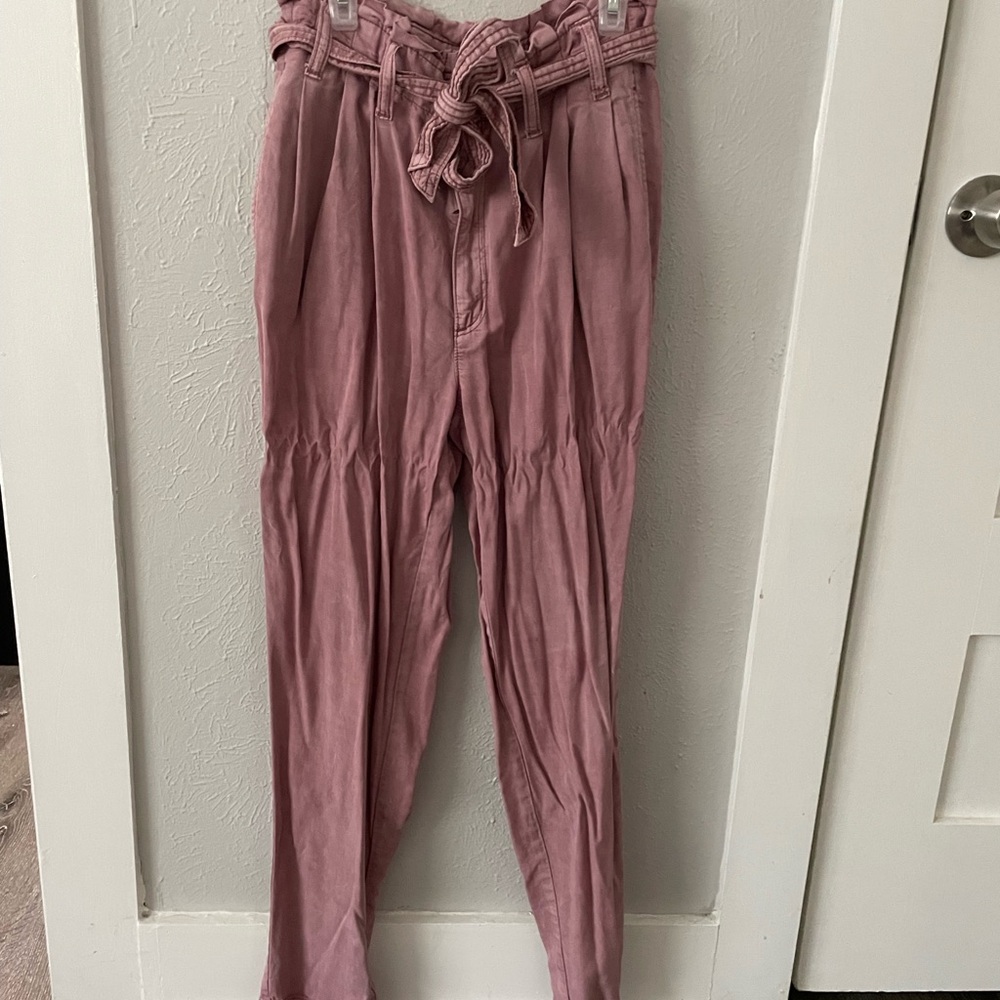 Pink Paperbag Waist Pants